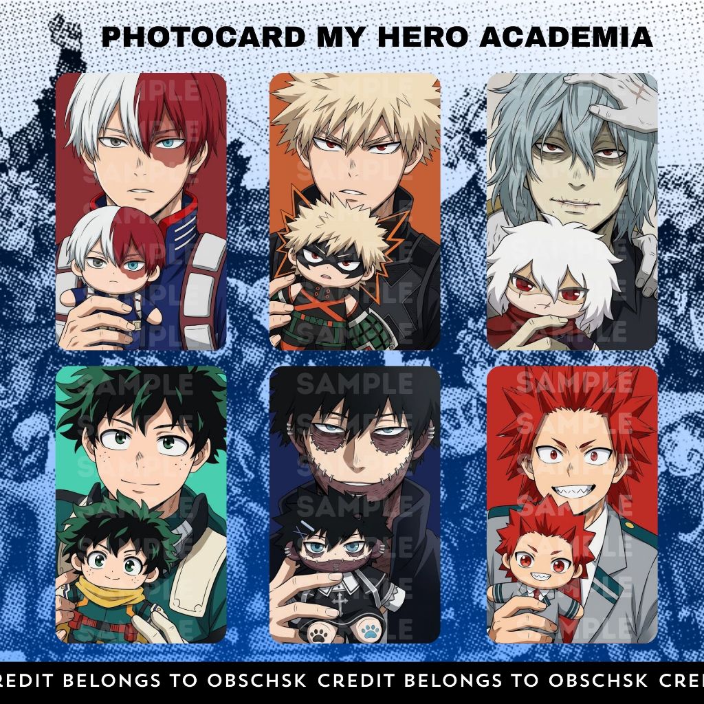 Photocard Anime My Hero Academia / PC BNHA With Plushie / Photocard Bakugou Todoroki Midoriya Dabi H