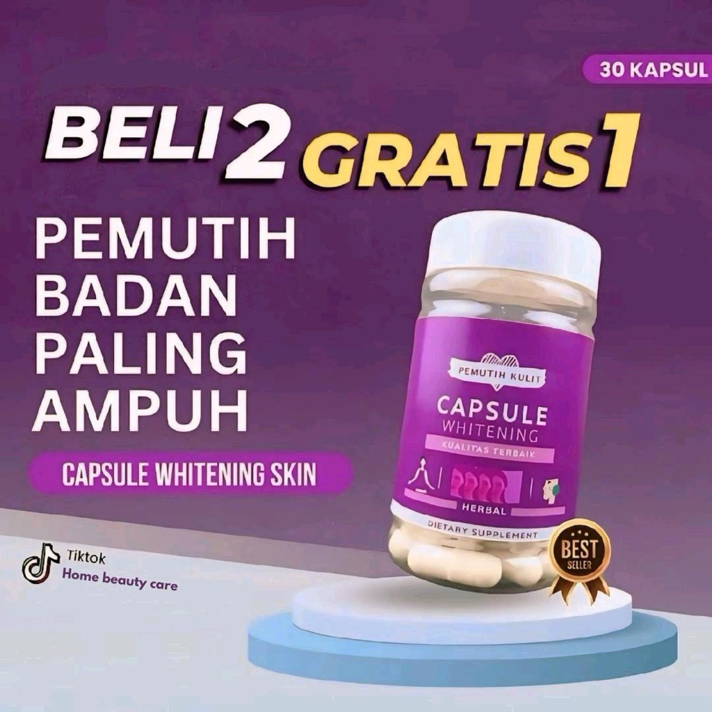 BELI 2 (GRATIS 1) Pemutih Paling Ampuh KAPSUL UNGU CAPSULE WHITENING GLUTATHIONE Original Mencerahka