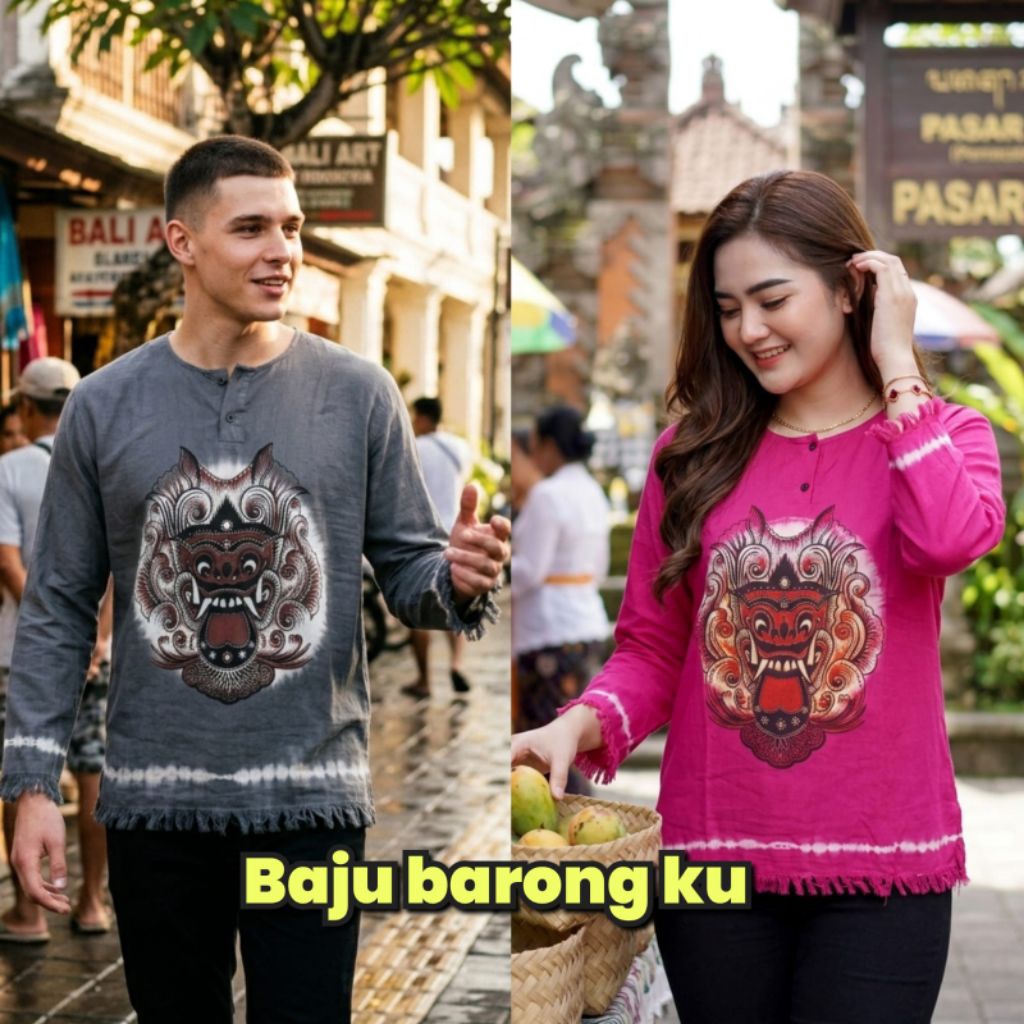 Baju Barong Dewasa Lengan panjang Baju Barong Bali Pria Wanita Bahan Rayon Adem Baju Bali Santai