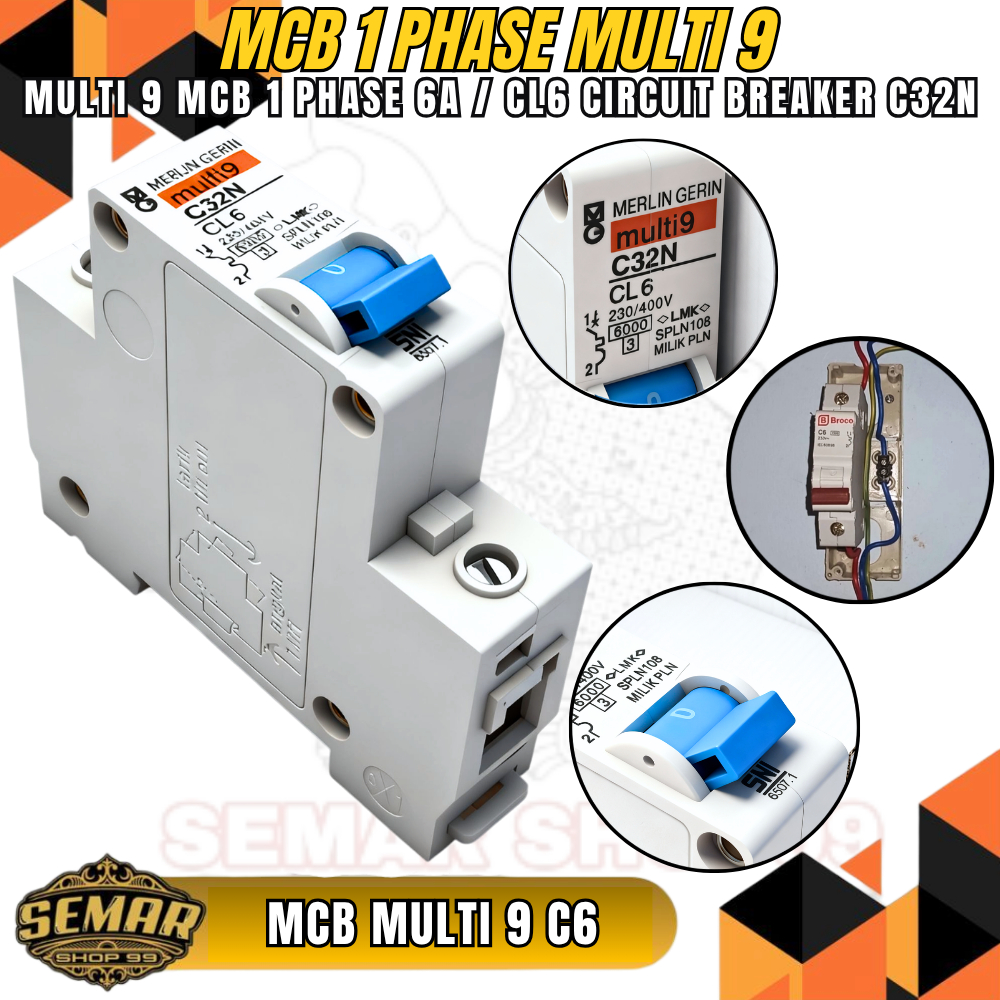 MCB MG Merlin Gerin Biru Multi9 6A, Ampere/MCB LISTRIK MULTY MERLIN GERIN/MCB Merlin standar PLN SNI