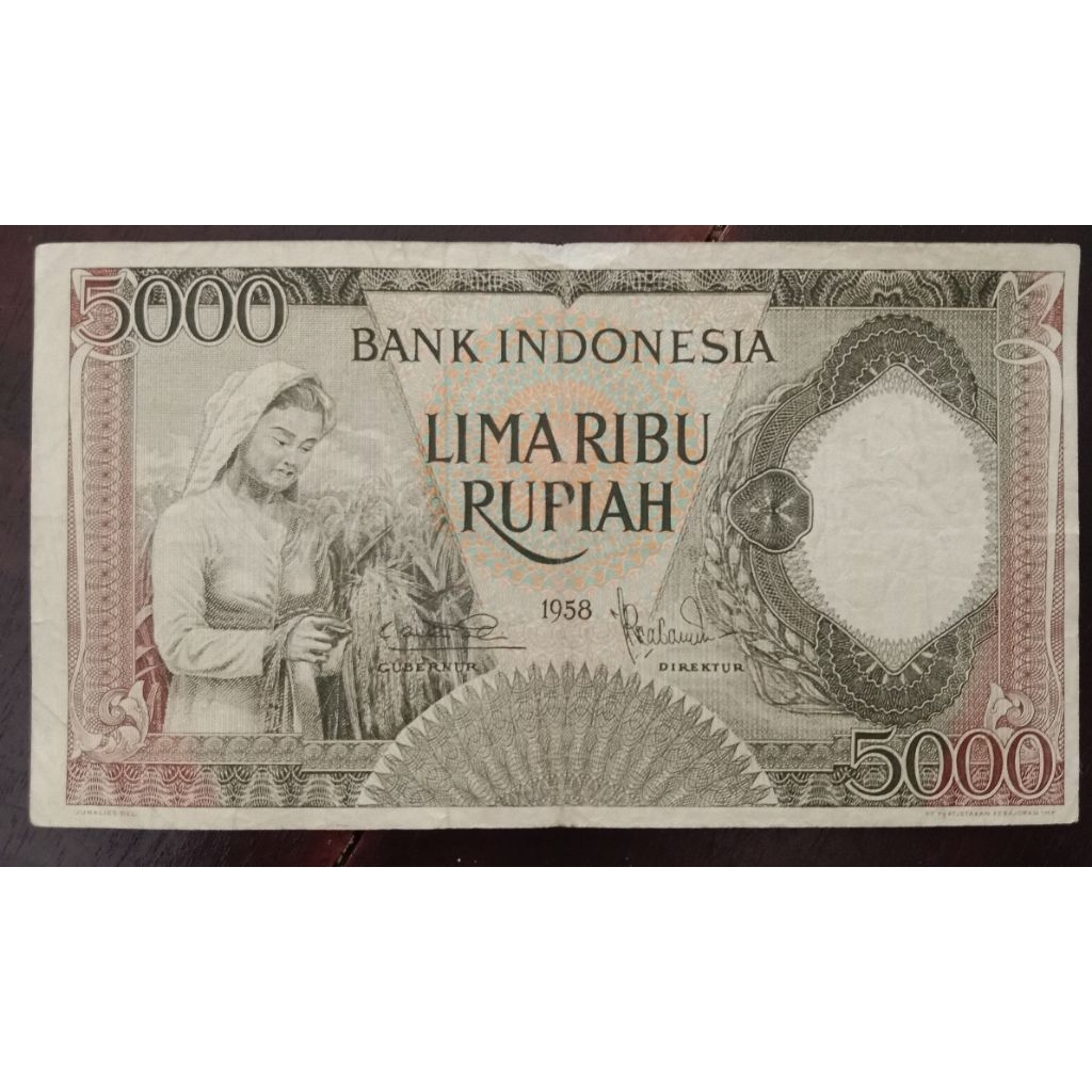 UANGKUNO 5000 RUPIAH PEKERJA COKLAT THN 1958