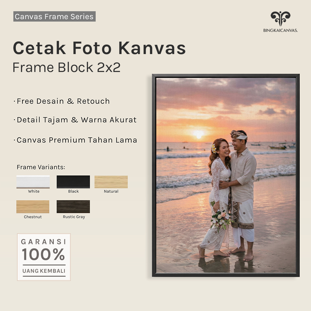 Cetak Foto Bingkai Kanvas 10r - 20r Frame Minimalis Putih Aestethic varian Ukuran