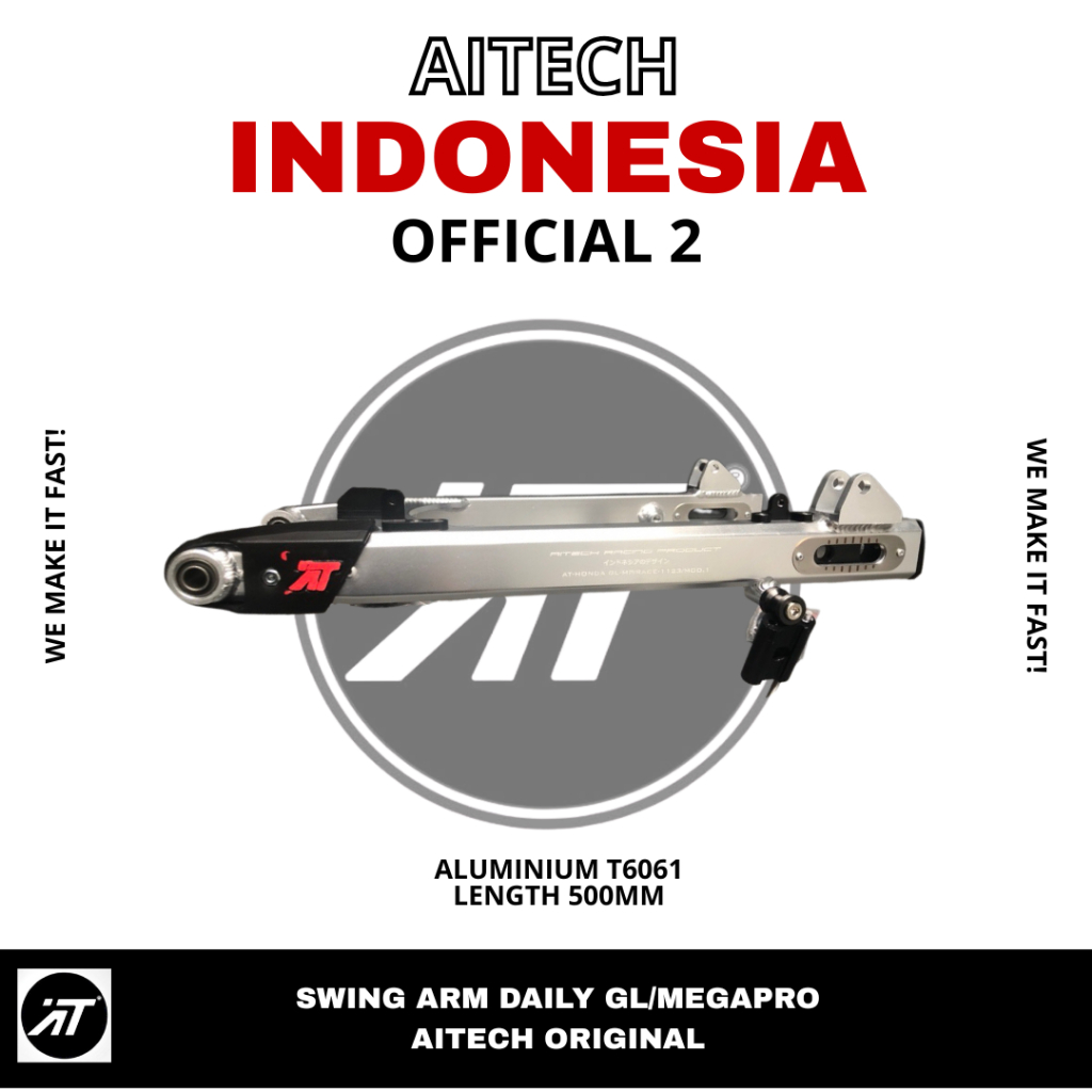 Swing Arm Aitech Megapro/GL Polos Hitam - Desain Elegan, Aluminium Berkualitas, Tahan Lama