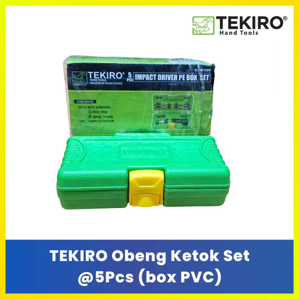 TEKIRO Obeng Ketok Set isi 5 Pcs Box PVC - Kunci Obeng Getok Motor Mobil Anti Karat Original