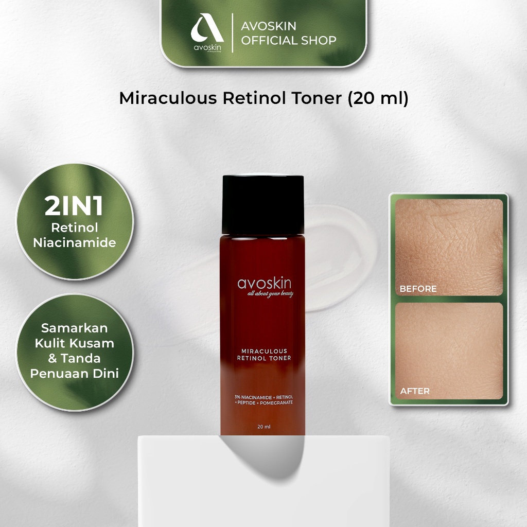 [SPECIAL PRICE ] Travel Toner Avoskin Miraculous Retinol 20ml-Best 2 in 1 Retinol Niacinamide - Anti