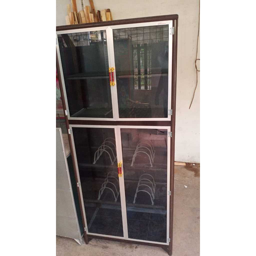 Lemari Piring Rak Piring KACA 2 Pintu Tulip FULL box Kaca RIBEN KHUSUS BOGOR KURIR TOKO