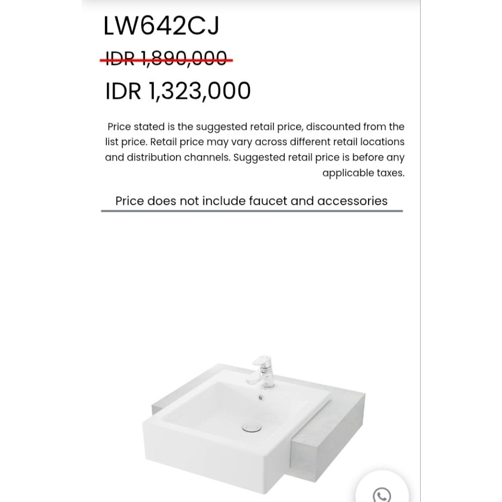 Wastafel toto lw 642