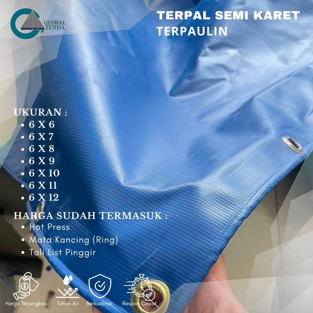 Terpal PVC Terpaulin Semi Karet 6x6, 6x7, 6x8, 6x9, 6x10, 6x11, 6x12  Waterproof & Anti UV