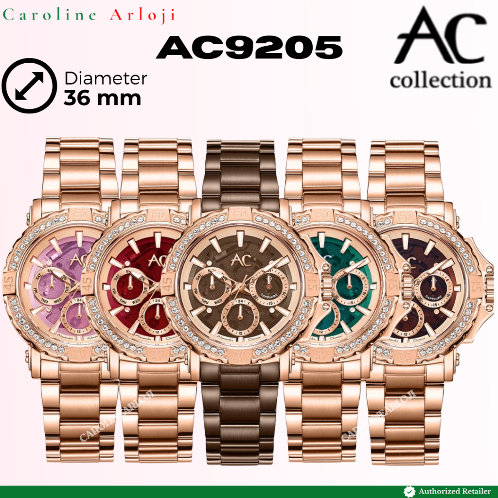 ORIGINAL Jam Tangan Wanita Alexandre Christie AC 9205 / AC9205 Analog Stainless Steel Strap Rantai