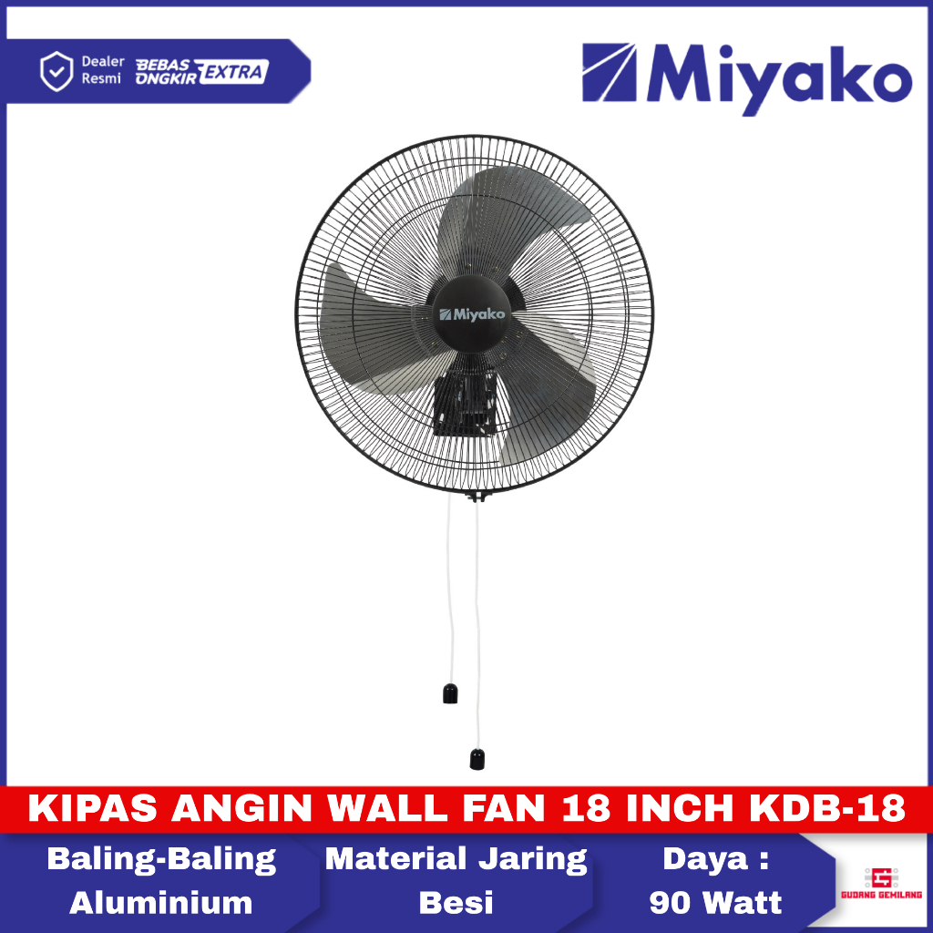 Kipas Angin Miyako Wall Fan Besi 18 Inch Kipas Angin Dinding KDB-18 MIYAKO