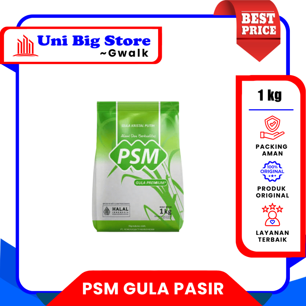 PSM GULA PASIR 1KG GULA PUTIH HALUS PREMIUM
