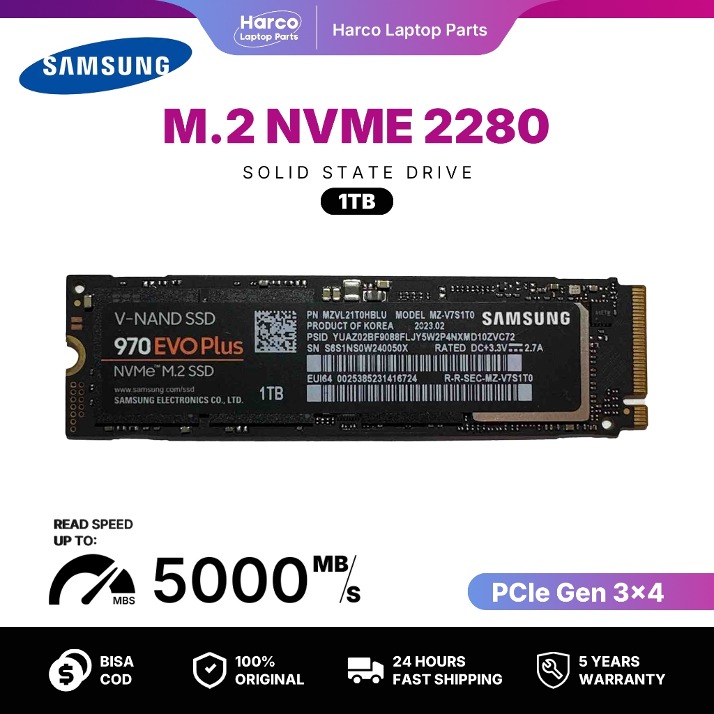 Samsung Solid State Drive 970 EVO Plus / 970 EVO PLUS NVMe M.2 SSD - 1TB / 256GB /512GB