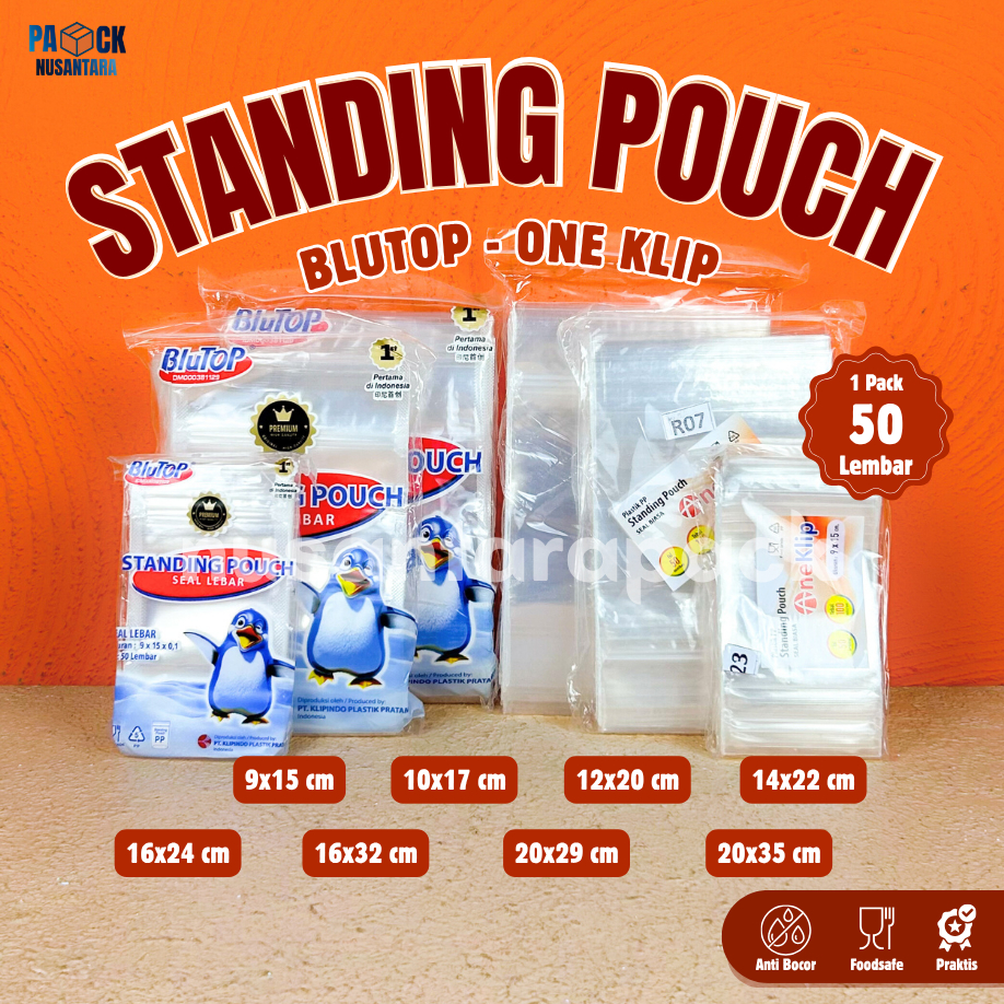 Standing Pouch Double Single Seal Lebar Plastik Ziplock Bening Tebal Kemasan Makanan Snack Keripik