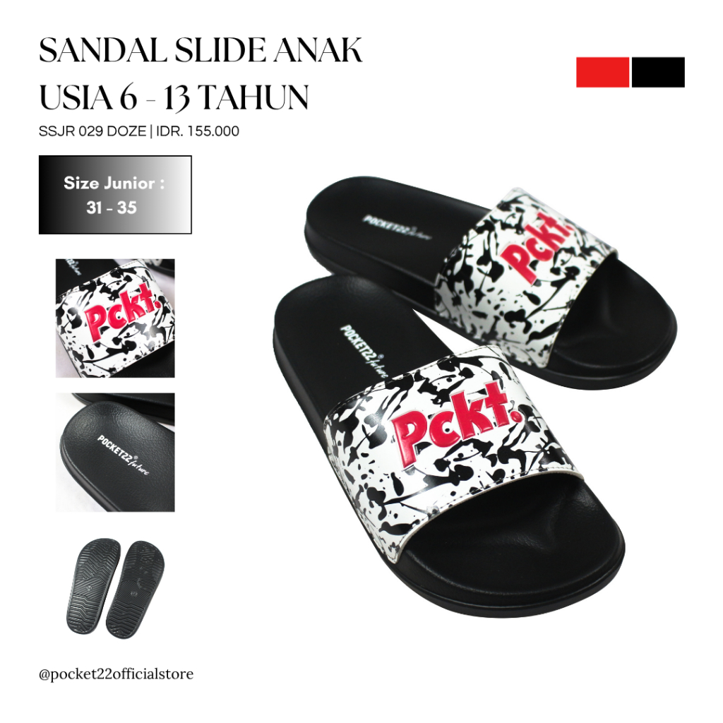 POCKET22 SENDAL SLIDE JUNIOR SSJR 029 - 034 UNTUK USIA 6 - 12 TAHUN SLOP PRIA / WANITA SANDAL MOTIF 