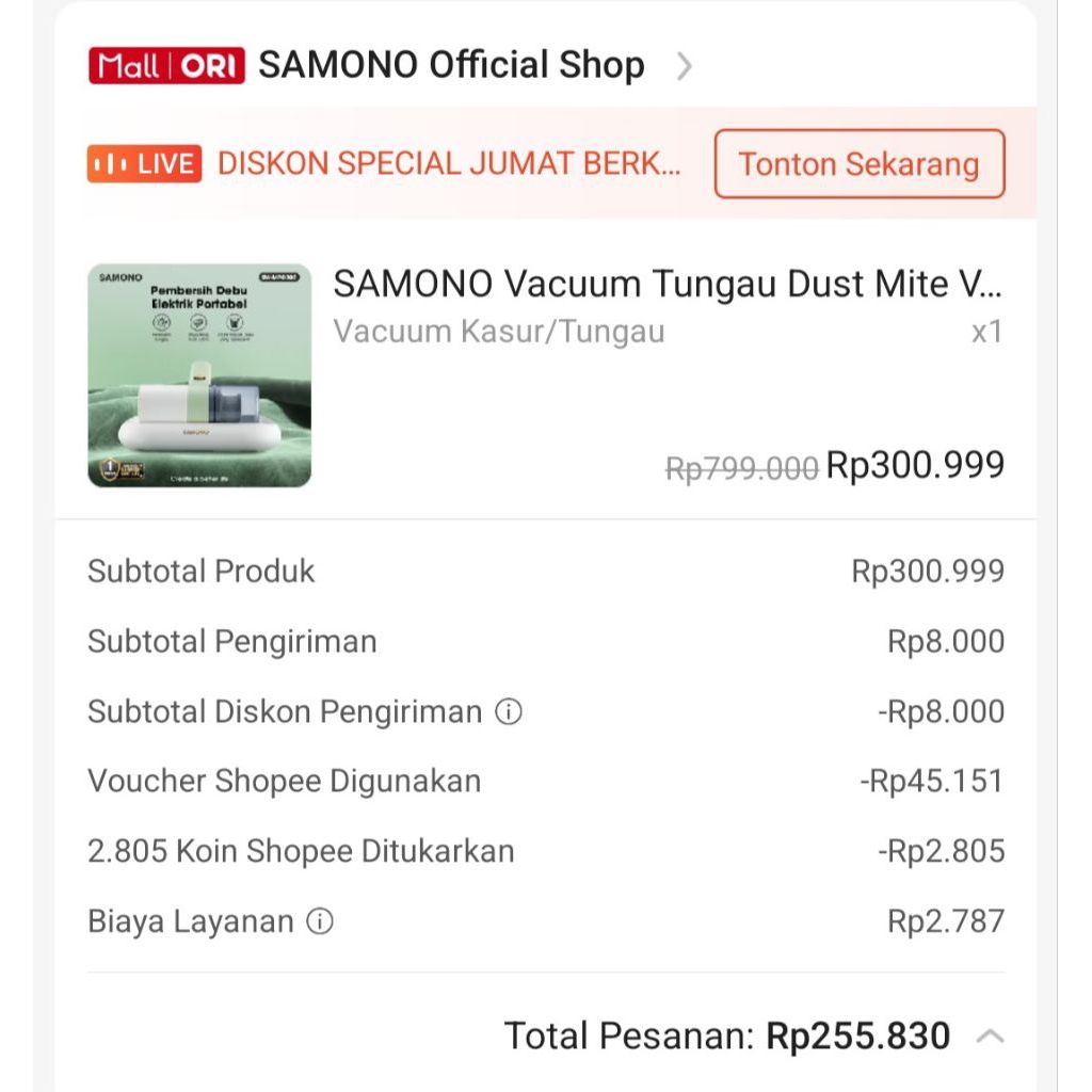 PRELOVED VACUM SAMONO