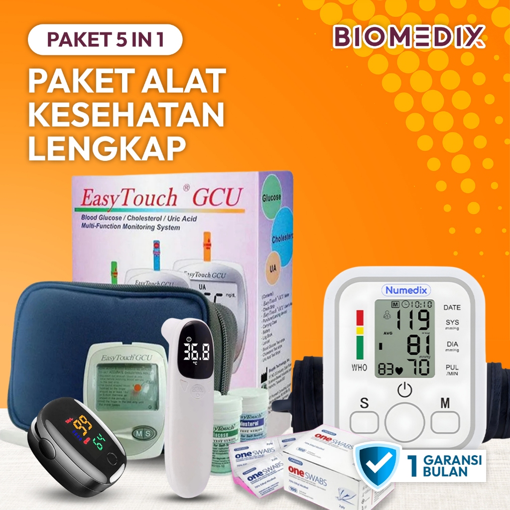 Paket Alat Kesehatan 5 In 1 / Tensimeter Digital / Easy Touch GCU 3 in 1 / Oxymeter / Termometer Dig