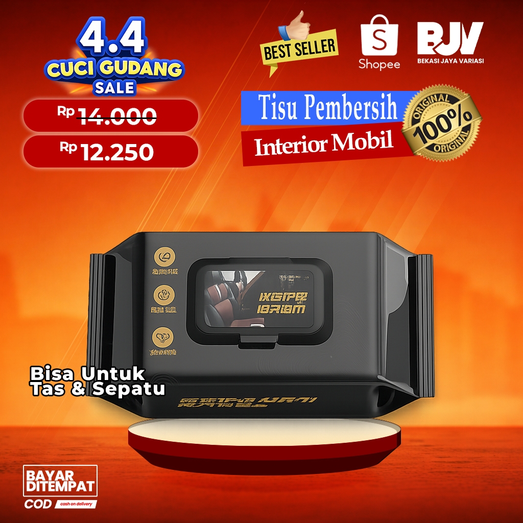 Tisu Pembersih Interior Mobil Multifungsi Tissue Sepatu Tas Kulit Wet Wipe Car Interior Seat Shoe Ba