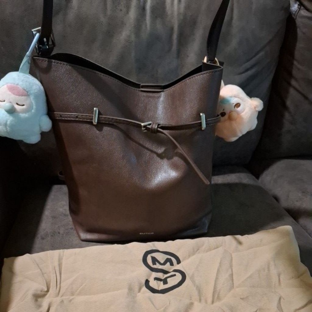 Preloved smting belt leather brown hobo bag tas kerja shoulder bag