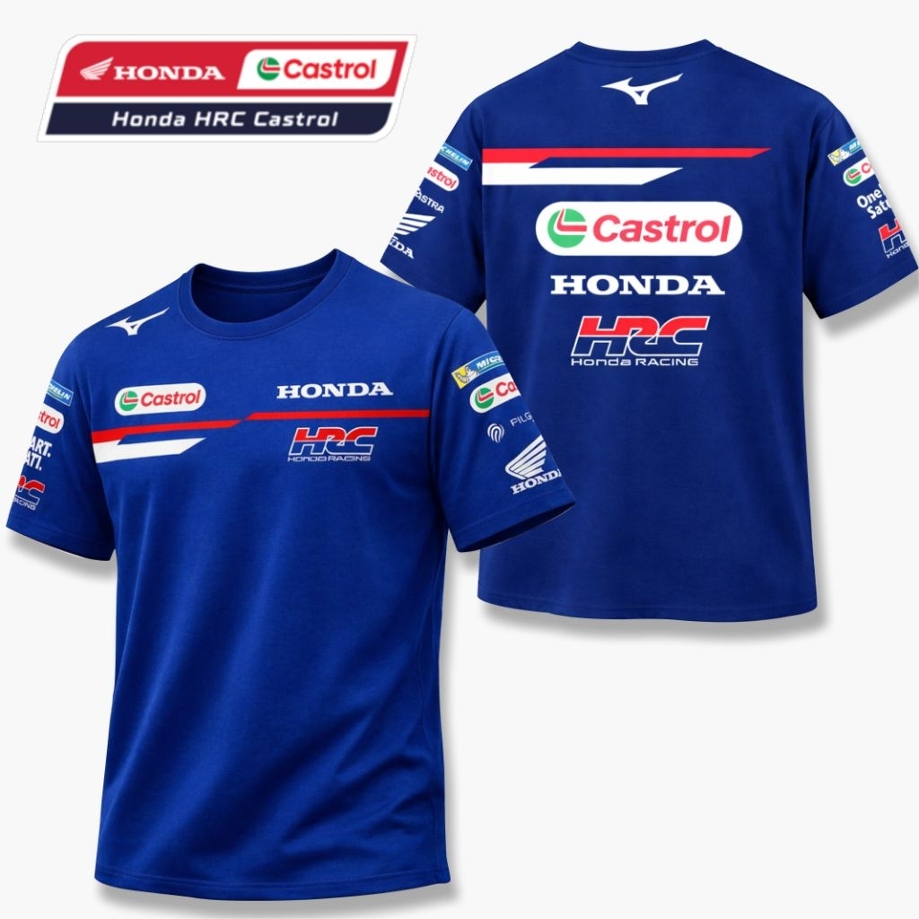Kaos MotoGP Honda Castrol Racing Team 2026 T-shirt HRC Joan Mir Luca Marini Terbaru