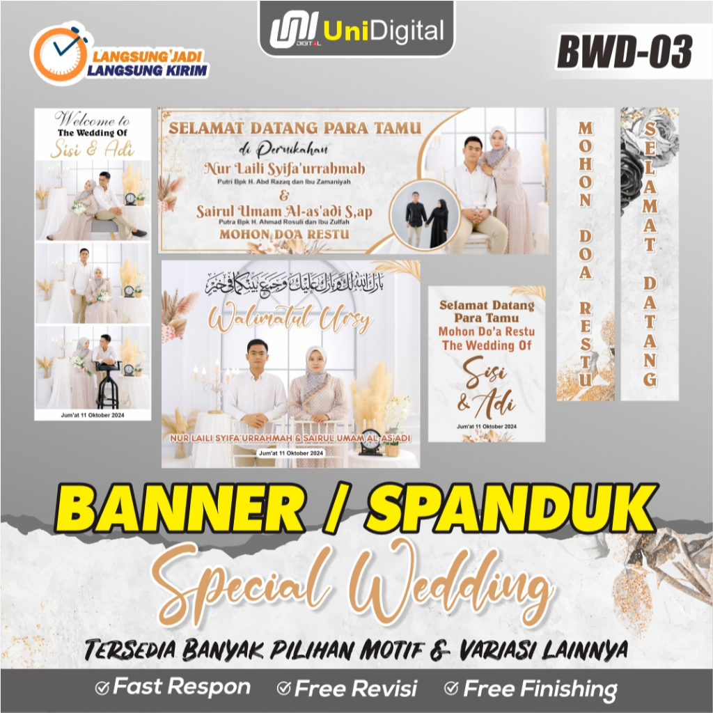 Paket Banner / Spanduk Wedding / Nikah Bisa Custom Ukuran BWD-03