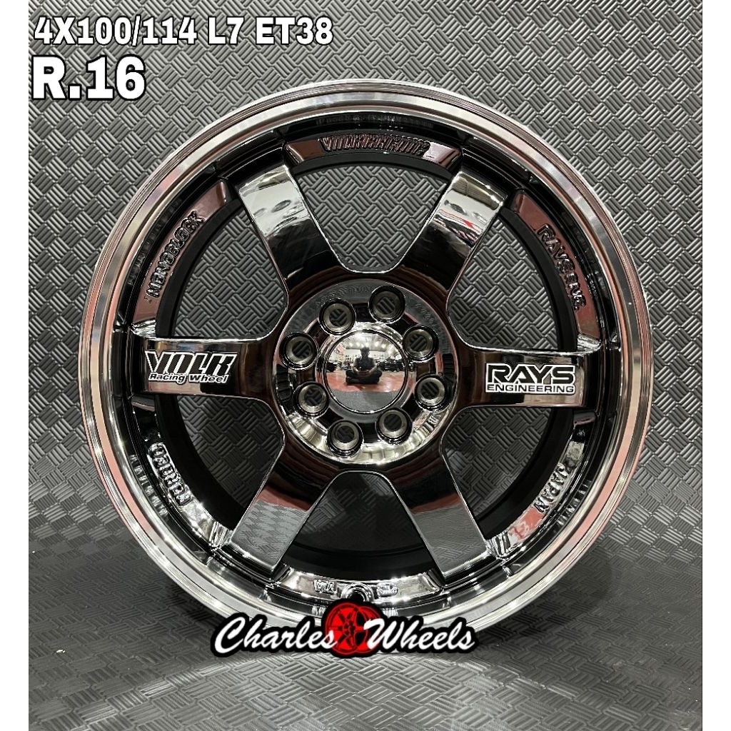 VELG TE37 RING 16 JF LUXURY BLACKCHROME POLISH LIP