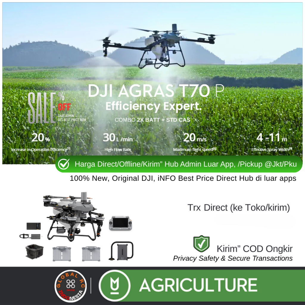 DJI Agras T70P Combo Std Charger Drone Penyemprotan Pertanian Perkebunan