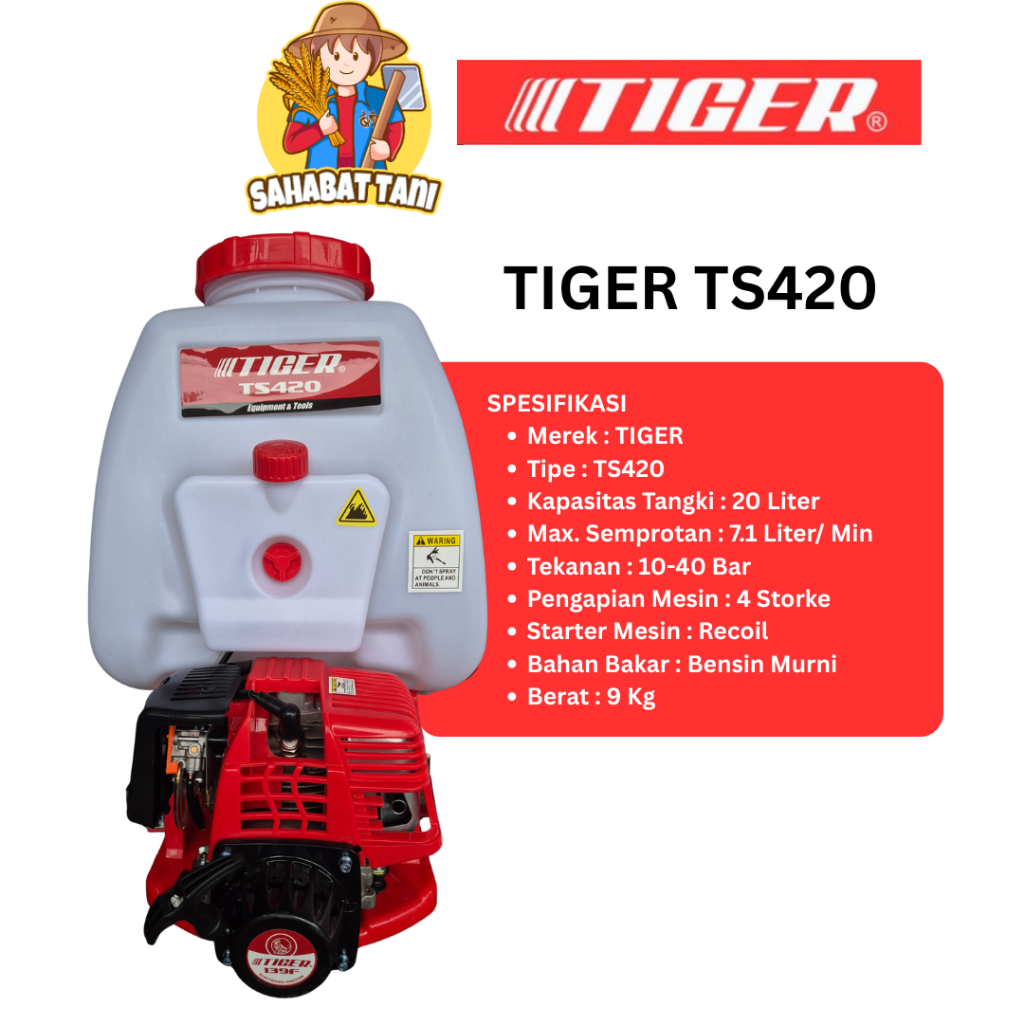Mesin Sprayer Semprot Hama 20L TIGER TS420 4Tak / Engine Sprayer Semprotan Hama Disenfektan Obat Ham