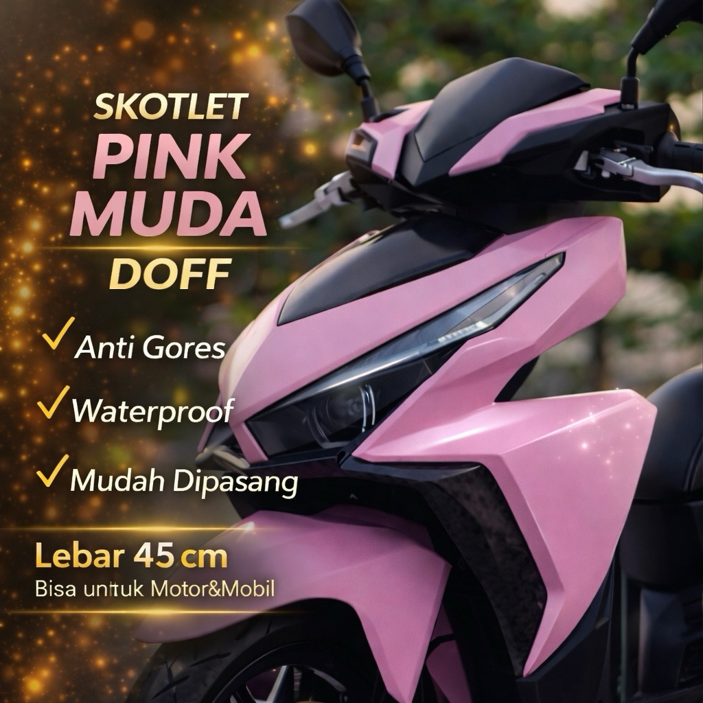 Skotlet Pink Glossy Doff Transparan 45cm | Sticker Body Motor Mobil Premium Anti Gores Waterproof Sc