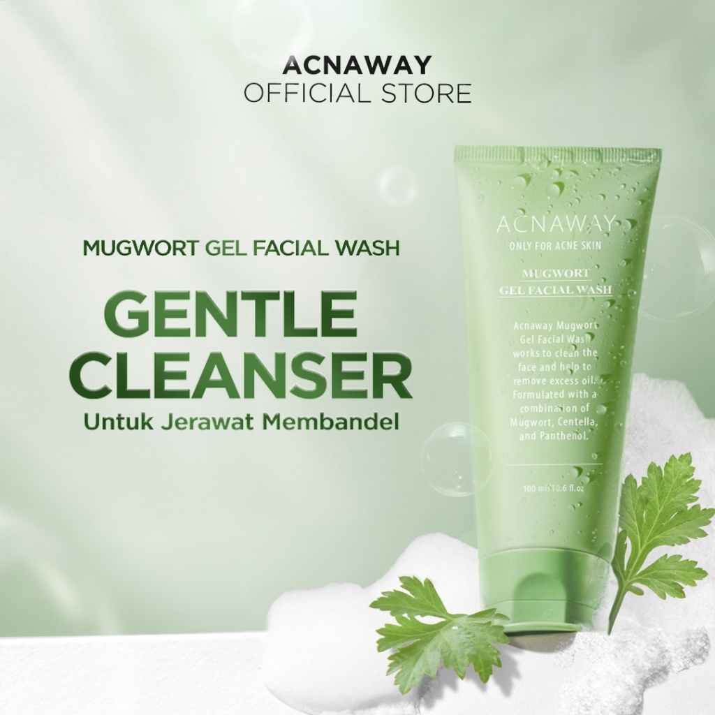 ACNAWAY Mugwort Gel Facial Wash - Acne Friendly Gentle Cleanser Sabun Cuci Muka Untuk Kulit Berjeraw