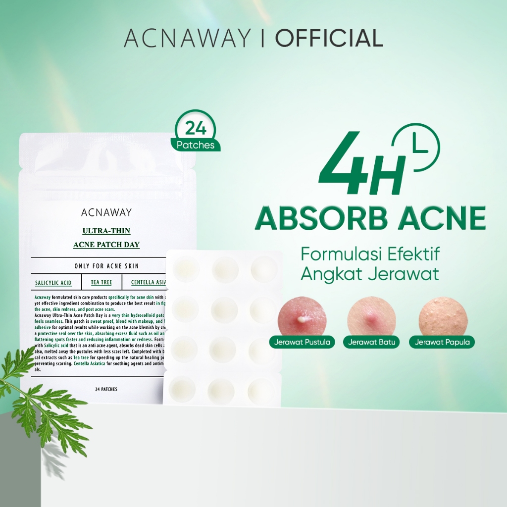 ACNAWAY Ultra Thin Acne Patch – Pimple Patch Tipis untuk Jerawat, Tahan Keringat & Bisa Dipakai di B