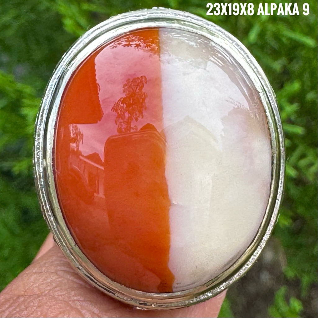 Cincin Batu Akik Natural Merah Putih (Asli Alam)