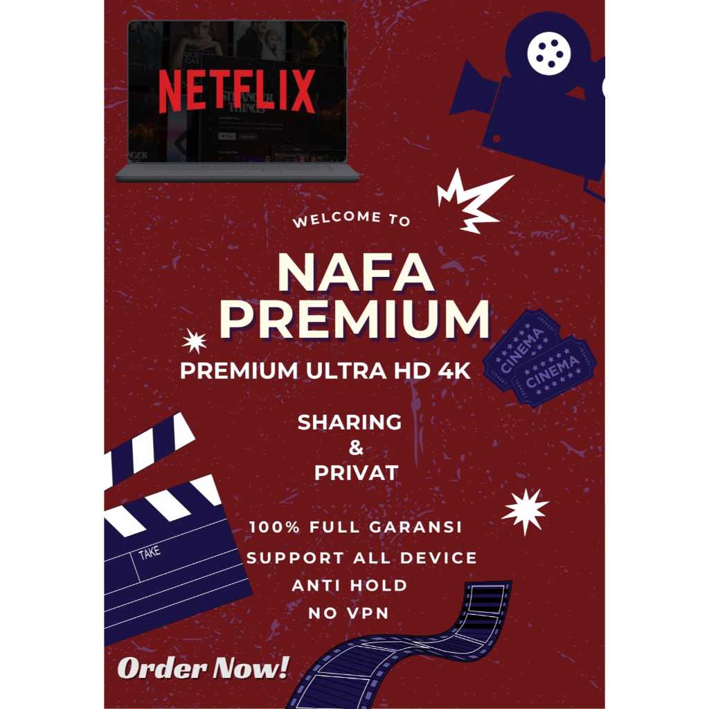 NETFLIX Premium Sharing  Harian - Aman Tanpa V/P/N, Subtitle Indonesia, Legal