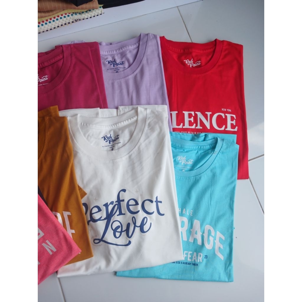 Kaos pendek wanita oversize red point