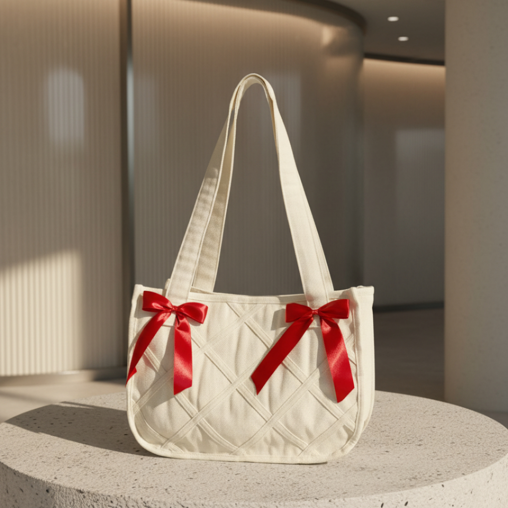 CARISSA RED TOTEBAG KANVAS  TAS WANITA AESTHETIC TAS WANITA KOREAN STYLE LAFIYATOTEBAG