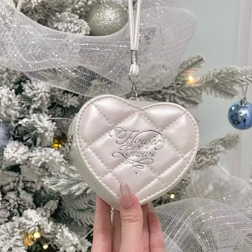 FLOWER KNOWS love mini holiday white heart makeup pouch charm ORIGINAL