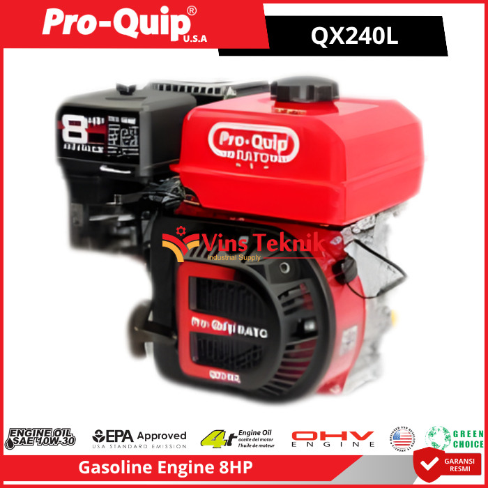 PROQUIP QX240L Mesin Penggerak 8HP Gasoline Engine Putaran Lambat 8HP QX 240L