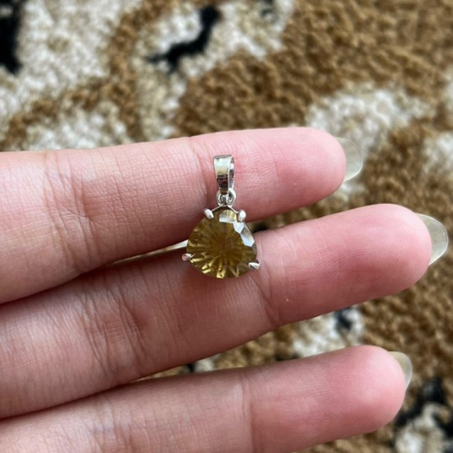 Liontin permata Natural Citrine ring perak