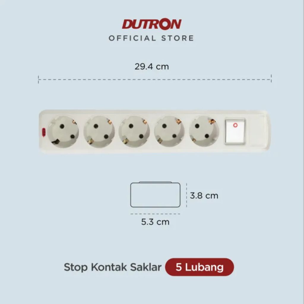 Stop Kontak Dutron 5 Lubang + Saklar + Lampu Tanpa Kabel