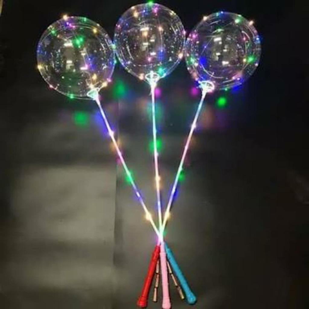 Balon LED Nyala Kelap Kelip 3 Mode/Balon Lampu LED Kawat Rainbow / Balon Gagang Lampu Warna Warni