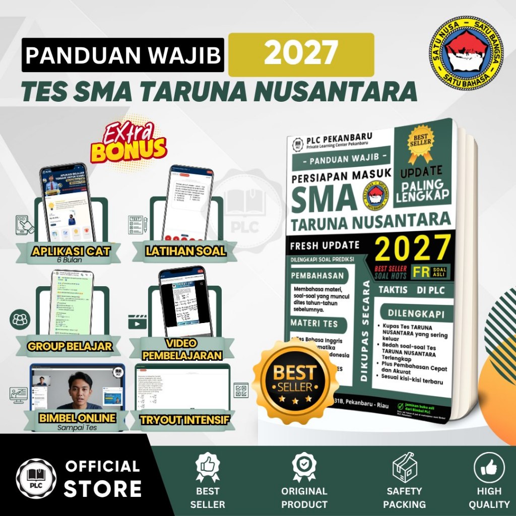 PLC - Buku Materi & Bank Soal Tes Masuk SMA Taruna Nusantara 2027 A4 1039 Halaman