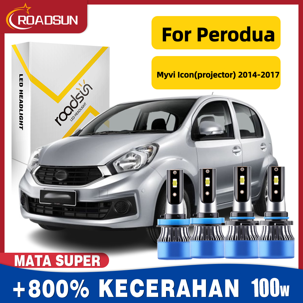 Cocok untuk Perodua Myvi Icon(projector) 2014-2017 Led Lampu Depan Mobil Bohlam Low Beam High Beam L