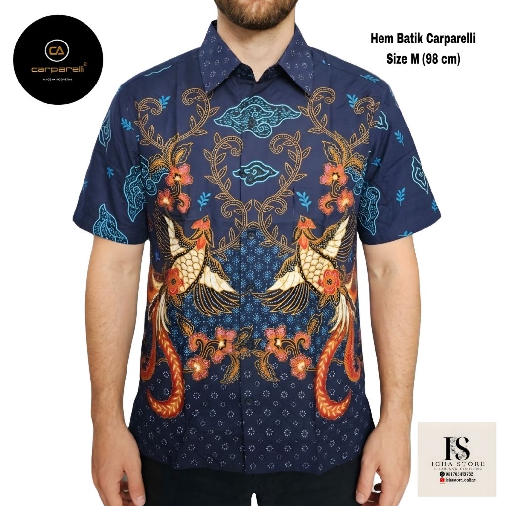 Carparelli Chairman Hem Kemeja Batik Pria Laki laki Lengan Pendek Size M L XL XXL