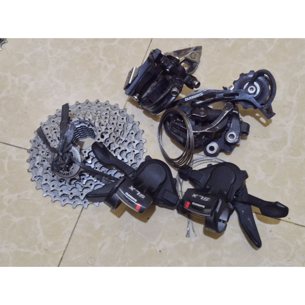 paket siap commuter gravel hybrid mtb : Shimano Deore SLX 3x9 speed groupset tanpa crankset