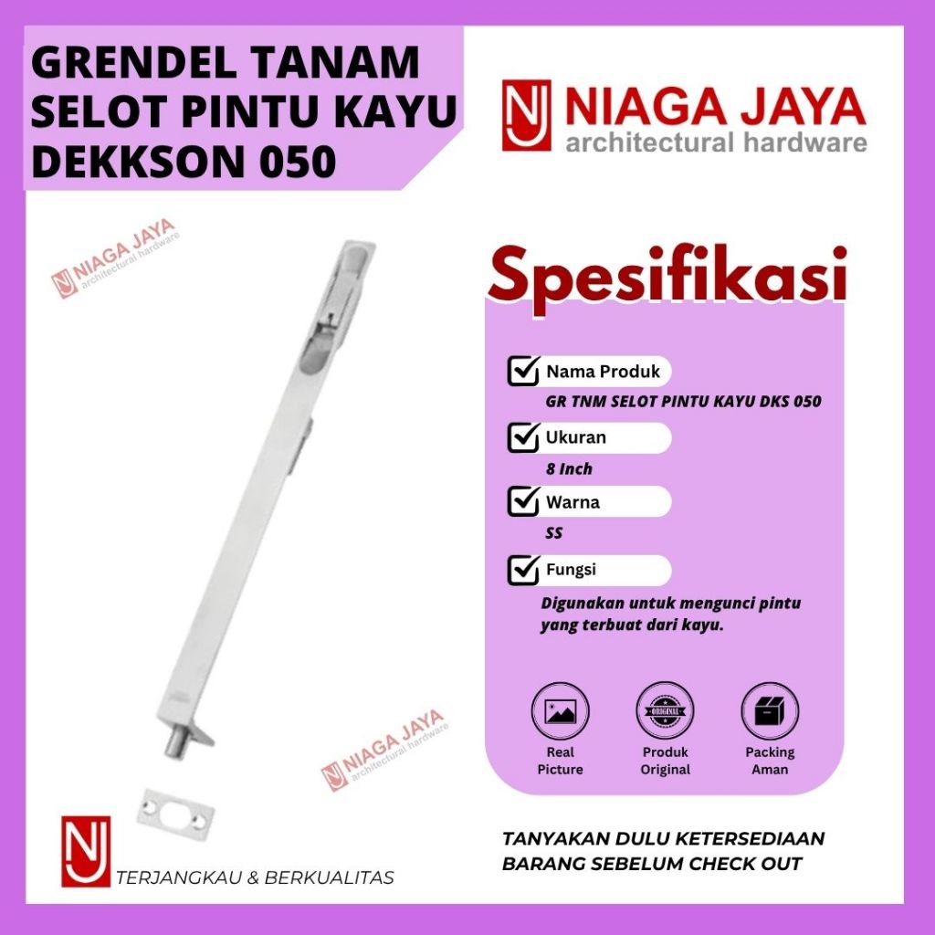 Grendel Tanam Flush Bolt Dekkson Fb 050 Ukuran 8” dan 12”