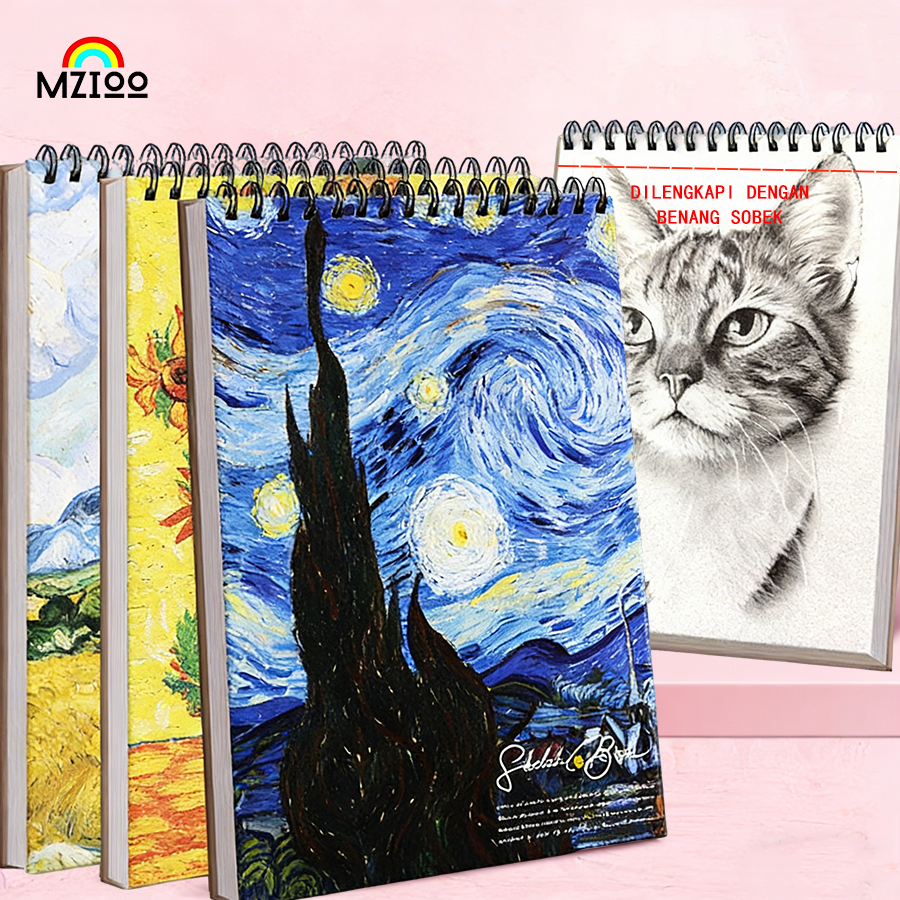 Sketchbook A4 / Buku Gambar Aesthetic/ Buku Gambar Vertikal Jilid Spiral 45 Halaman/ Buku Melukis