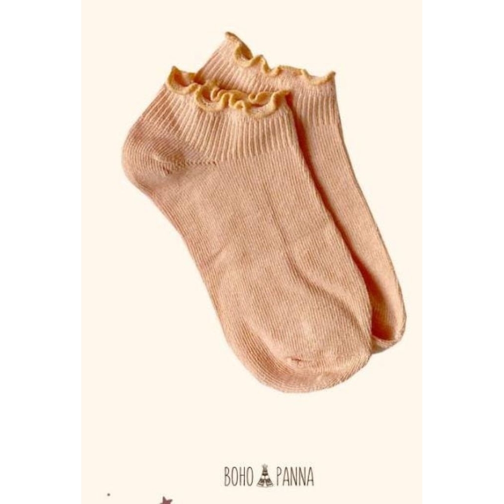 BOHO REJECT - CURLY SOCK - CORAL SAND - KAOS KAKI ANAK - KAOS KAKI UNISEX SIZE 3-4Y