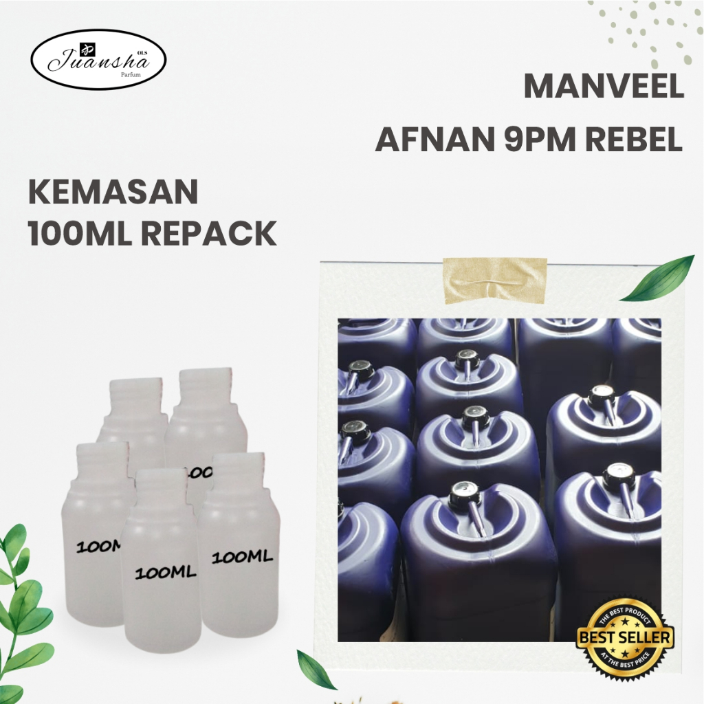 BIBIT PARFUM MURNI AFNAN 9PM REBEL MANVEEL 100ML REPACK