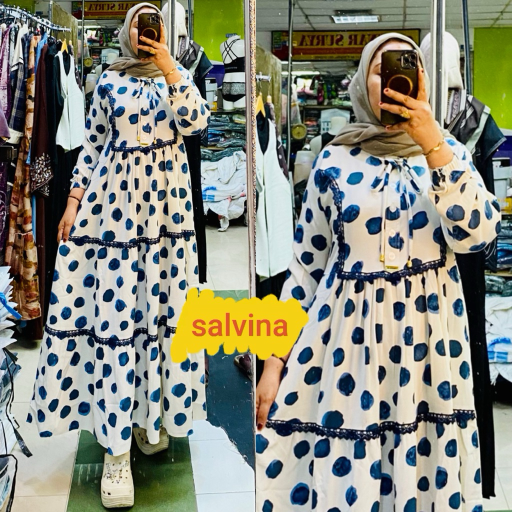 Gamis salvina kotak triset terbaru wanita