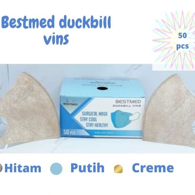 BESTMED DUCKBILL VINS SURGICAL MASK / MASKER MEDIS 50 PCS