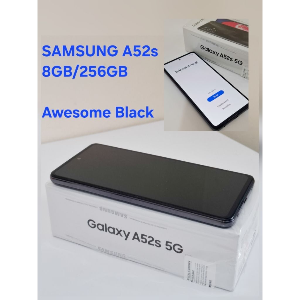 Samsung Galaxy A52s 8GB/256GB Awesome Black Box Second Bekas Resmi SEIN